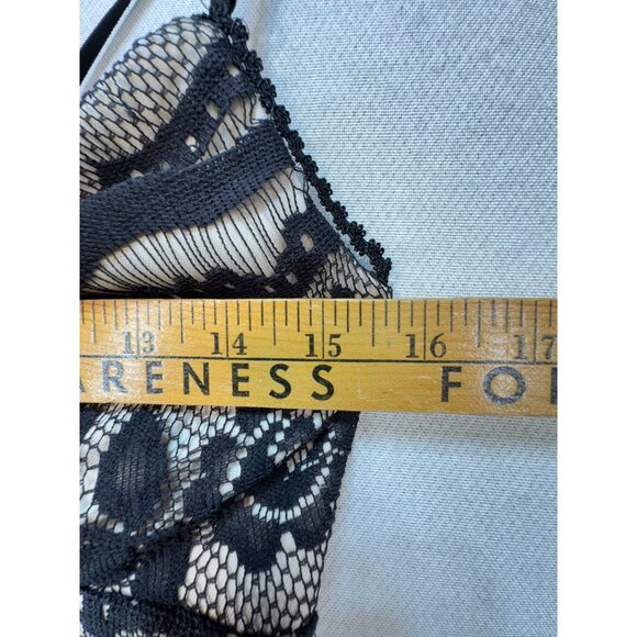 First Kiss Womens Bodycon Slip Dress Size L Black Floral Lace Sleeveless Y2K - Picture 9 of 14